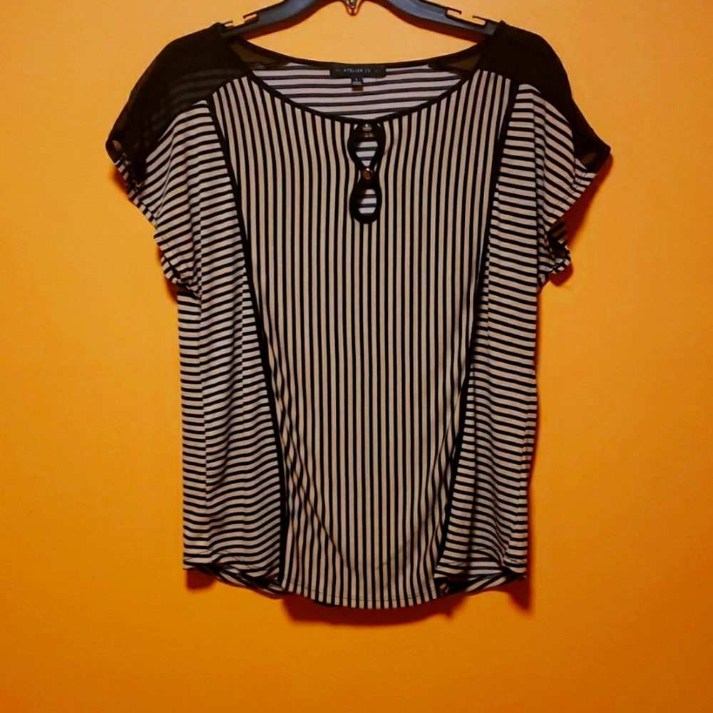 Top tunic womens black gold large